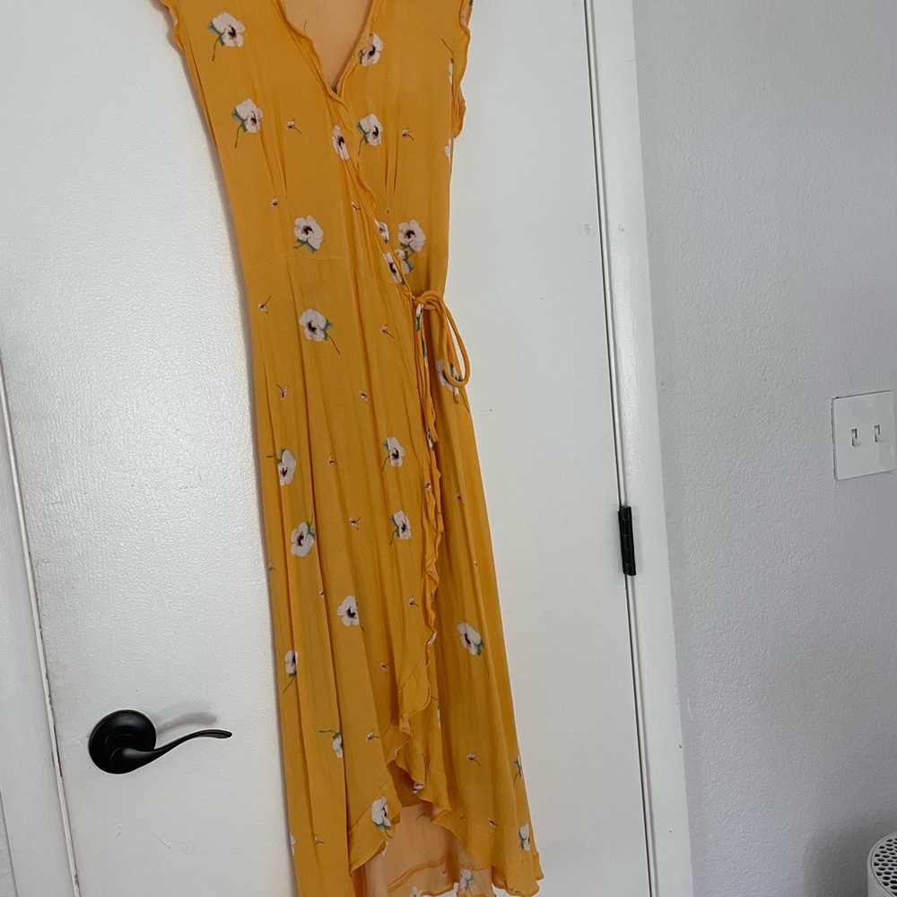 Sophie Rue Yellow Wrap Sundress with Flutter Sleeves